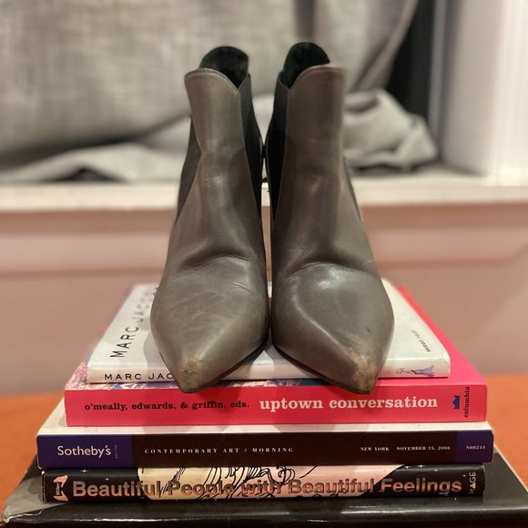 Saint Laurent Gray Leather Ankle Booties SZ EU 37 - Picture 2 of 4